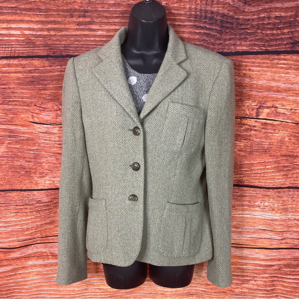 Ralph Lauren Blazer Womens 8 Chevron Wool Button Career Classic Jacket Lined